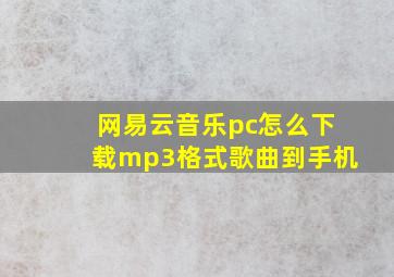 网易云音乐pc怎么下载mp3格式歌曲到手机