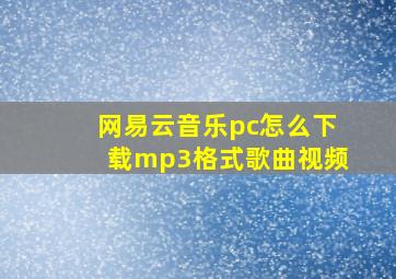 网易云音乐pc怎么下载mp3格式歌曲视频