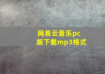 网易云音乐pc版下载mp3格式