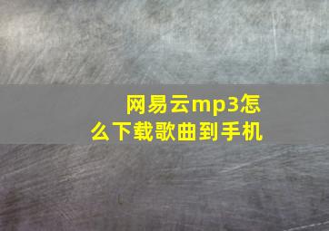 网易云mp3怎么下载歌曲到手机