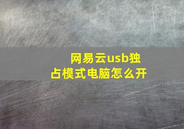 网易云usb独占模式电脑怎么开