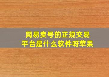 网易卖号的正规交易平台是什么软件呀苹果