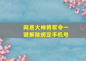 网易大神将军令一键解除绑定手机号