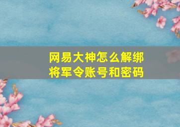 网易大神怎么解绑将军令账号和密码