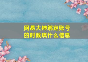 网易大神绑定账号的时候填什么信息