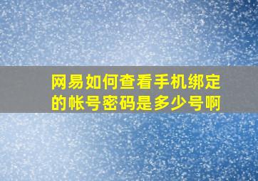 网易如何查看手机绑定的帐号密码是多少号啊