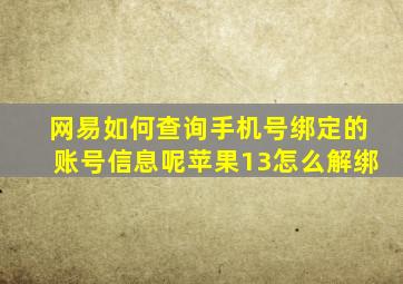 网易如何查询手机号绑定的账号信息呢苹果13怎么解绑