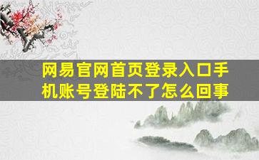 网易官网首页登录入口手机账号登陆不了怎么回事