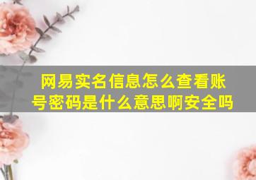 网易实名信息怎么查看账号密码是什么意思啊安全吗