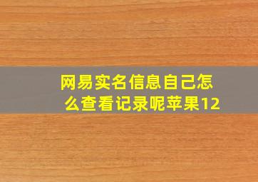 网易实名信息自己怎么查看记录呢苹果12