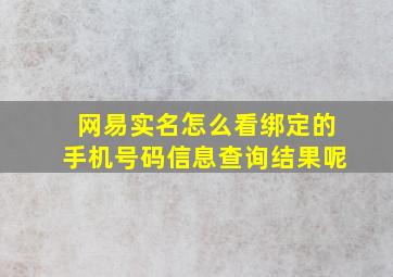 网易实名怎么看绑定的手机号码信息查询结果呢