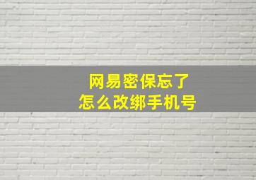 网易密保忘了怎么改绑手机号