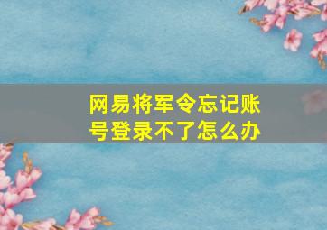 网易将军令忘记账号登录不了怎么办