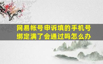 网易帐号申诉填的手机号绑定满了会通过吗怎么办