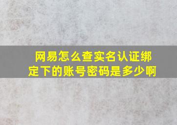 网易怎么查实名认证绑定下的账号密码是多少啊