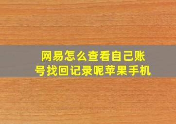 网易怎么查看自己账号找回记录呢苹果手机