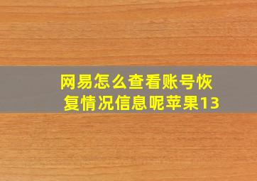 网易怎么查看账号恢复情况信息呢苹果13