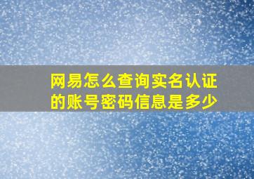 网易怎么查询实名认证的账号密码信息是多少