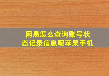 网易怎么查询账号状态记录信息呢苹果手机