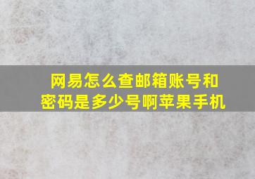 网易怎么查邮箱账号和密码是多少号啊苹果手机