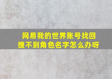 网易我的世界账号找回搜不到角色名字怎么办呀