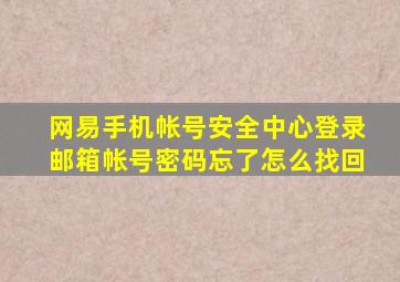 网易手机帐号安全中心登录邮箱帐号密码忘了怎么找回