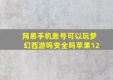 网易手机账号可以玩梦幻西游吗安全吗苹果12