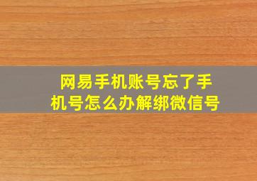 网易手机账号忘了手机号怎么办解绑微信号