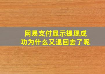 网易支付显示提现成功为什么又退回去了呢