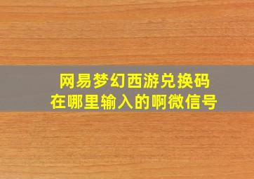 网易梦幻西游兑换码在哪里输入的啊微信号