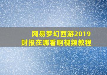 网易梦幻西游2019财报在哪看啊视频教程