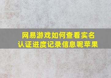 网易游戏如何查看实名认证进度记录信息呢苹果