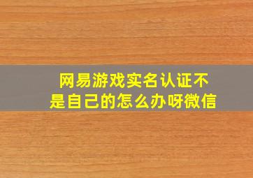 网易游戏实名认证不是自己的怎么办呀微信