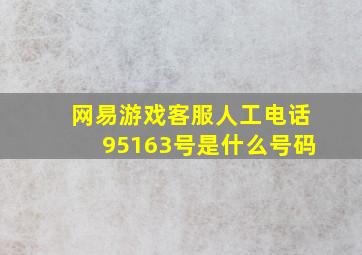 网易游戏客服人工电话95163号是什么号码