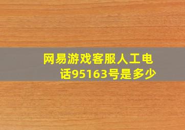 网易游戏客服人工电话95163号是多少