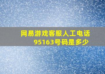 网易游戏客服人工电话95163号码是多少