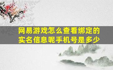 网易游戏怎么查看绑定的实名信息呢手机号是多少