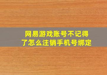 网易游戏账号不记得了怎么注销手机号绑定