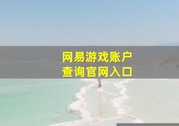 网易游戏账户查询官网入口