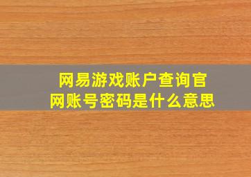 网易游戏账户查询官网账号密码是什么意思