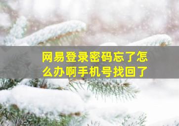 网易登录密码忘了怎么办啊手机号找回了