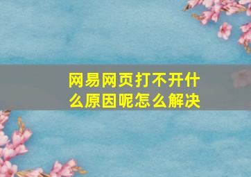 网易网页打不开什么原因呢怎么解决