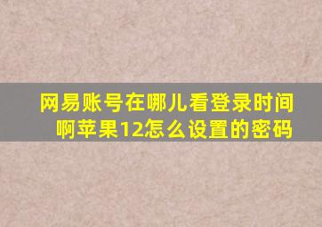 网易账号在哪儿看登录时间啊苹果12怎么设置的密码