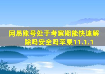 网易账号处于考察期能快速解除吗安全吗苹果11.1.1