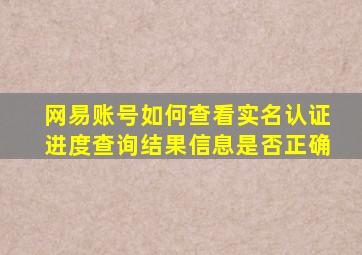 网易账号如何查看实名认证进度查询结果信息是否正确