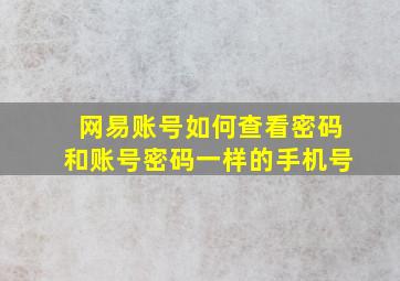 网易账号如何查看密码和账号密码一样的手机号