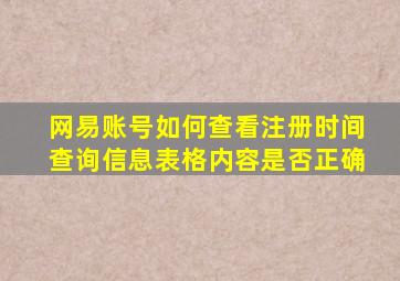 网易账号如何查看注册时间查询信息表格内容是否正确