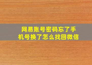 网易账号密码忘了手机号换了怎么找回微信