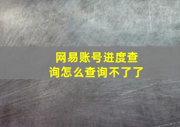 网易账号进度查询怎么查询不了了