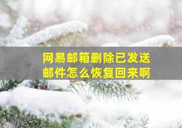 网易邮箱删除已发送邮件怎么恢复回来啊